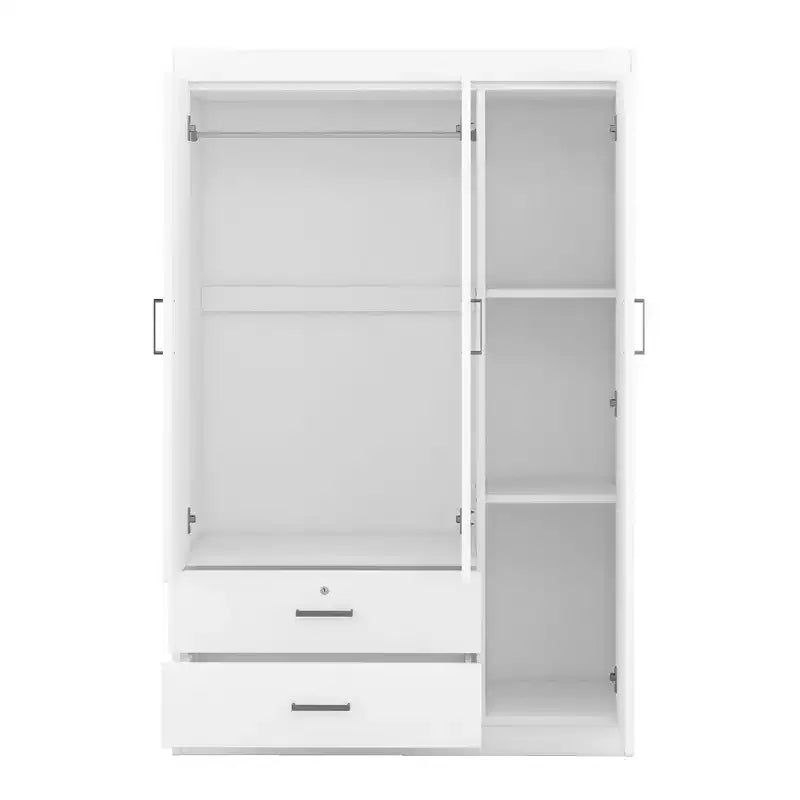 Armoire 3 portes avec étagères et 2 tiroirs, Dressing 4A - ModernLuxe
