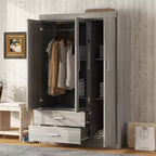 Armoire 3 portes avec étagères et 2 tiroirs, Dressing 4A - ModernLuxe