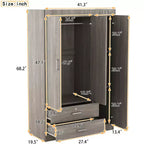 Armoire 3 portes avec étagères et 2 tiroirs, Dressing 4A - ModernLuxe