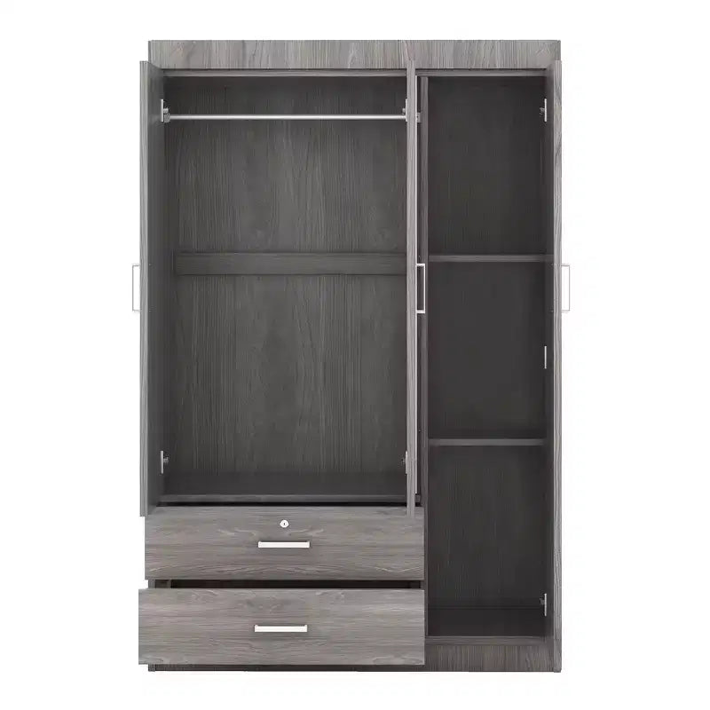 Armoire 3 portes avec étagères et 2 tiroirs, Dressing 4A - ModernLuxe