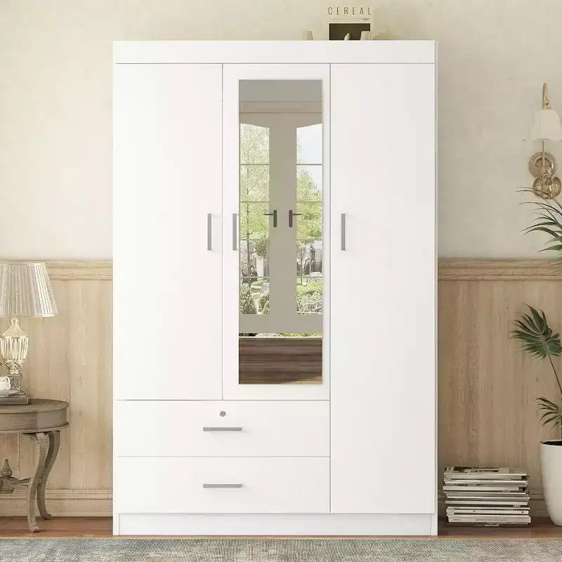 Armoire 3 portes avec étagères et 2 tiroirs, Dressing 4A - ModernLuxe