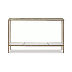 Signature Design by Ashley Table console Ryandale, finition laiton antique avec plateau en verre et étagère en marbre
