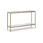 Signature Design by Ashley Table console Ryandale, finition laiton antique avec plateau en verre et étagère en marbre