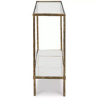 Signature Design by Ashley Table console Ryandale, finition laiton antique avec plateau en verre et étagère en marbre