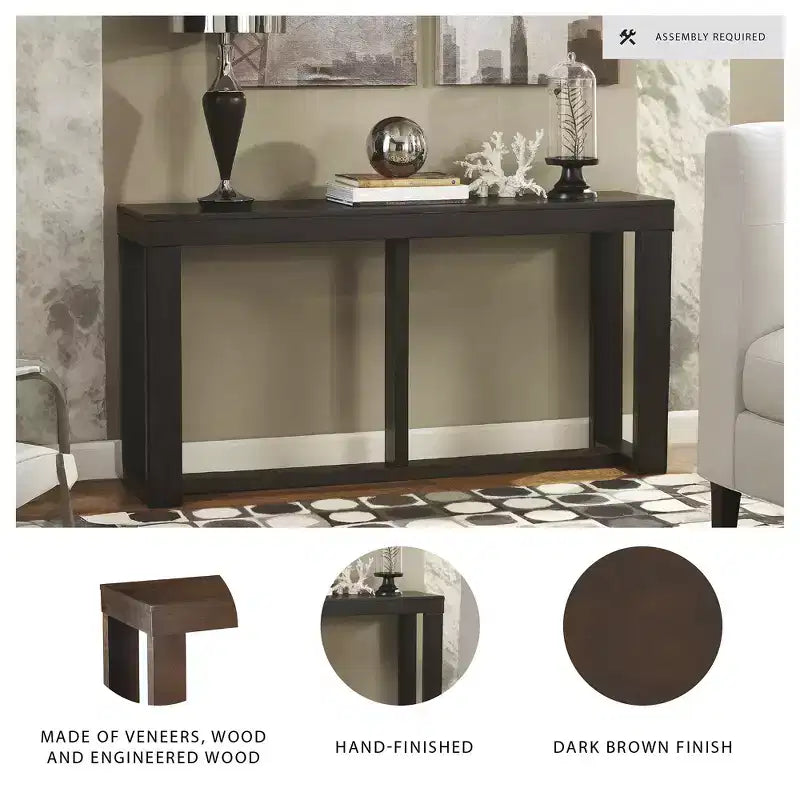 Signature Design by Ashley Table console/canapé contemporaine Watson, brun foncé