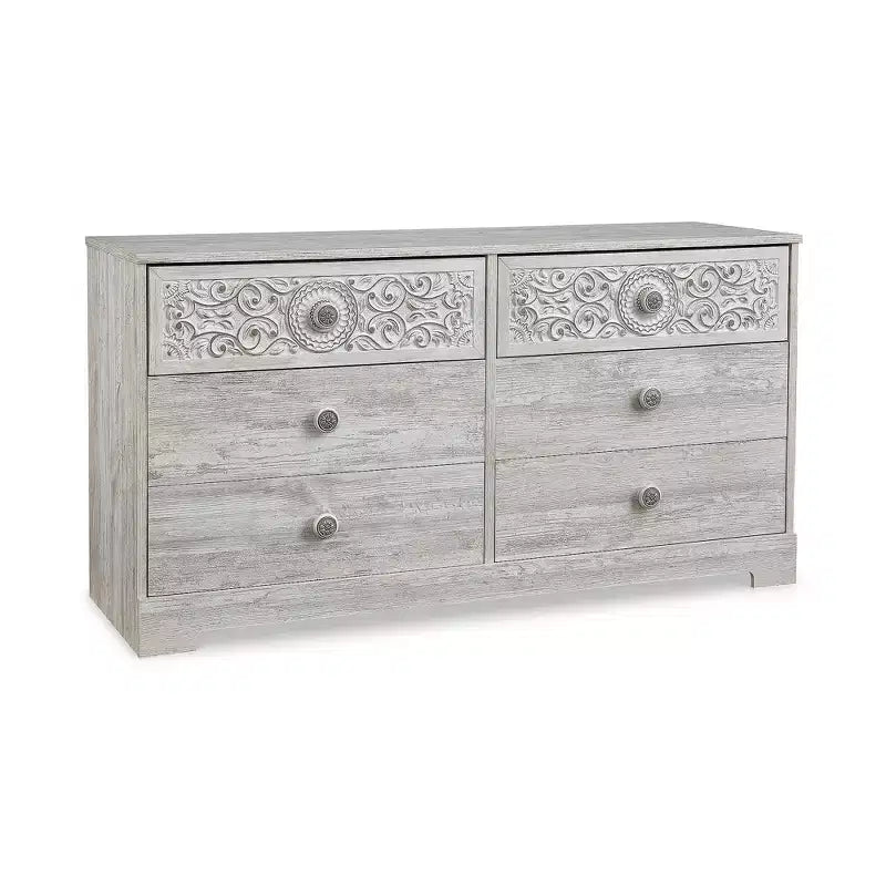 Signature Design by Ashley Casual Paxberry 6 Drawer Dresser, Whitewash