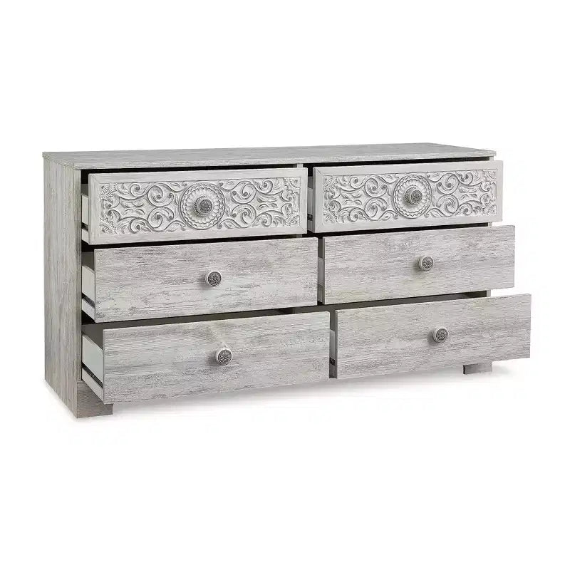 Commode 6 tiroirs Signature Design by Ashley Casual Paxberry, finition blanchie