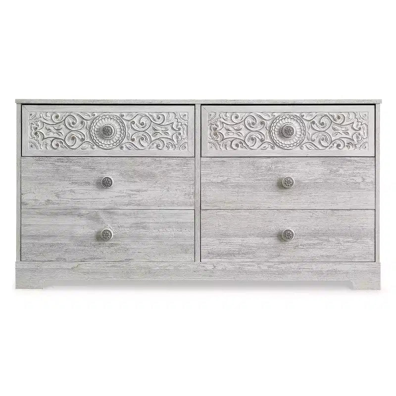 Commode 6 tiroirs Signature Design by Ashley Casual Paxberry, finition blanchie