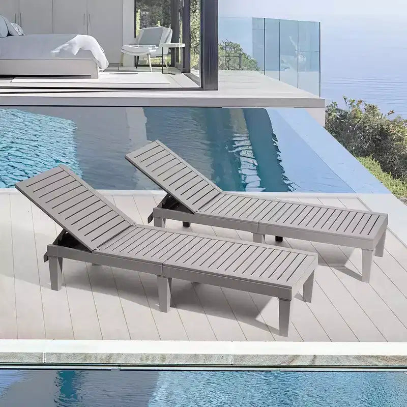 Chaise longue imperméable Nestl, chaises de patio extérieures noires légères et réglables