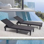 Chaise longue imperméable Nestl, chaises de patio extérieures noires légères et réglables