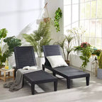 Chaise longue imperméable Nestl, chaises de patio extérieures noires légères et réglables