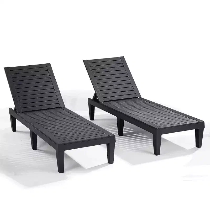 Chaise longue imperméable Nestl, chaises de patio extérieures noires légères et réglables