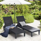 Nestl Waterproof Chaise Lounge Chair, Adjustable Lightweight Black Outdoor Patio Chairs