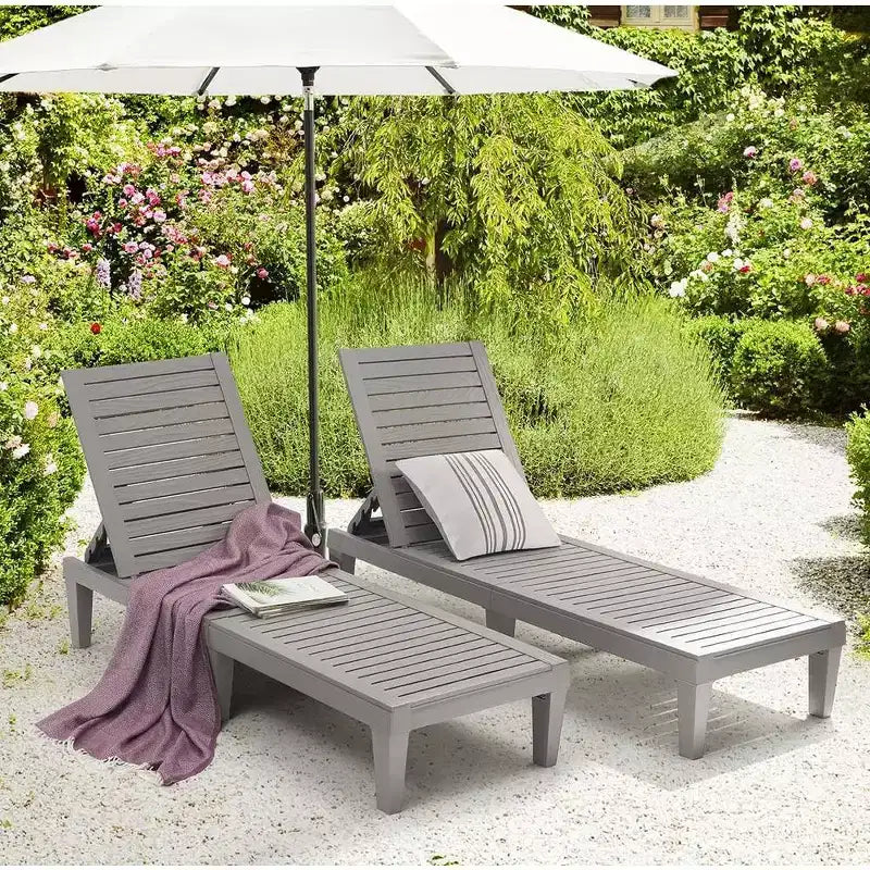 Chaise longue imperméable Nestl, chaises de patio extérieures noires légères et réglables