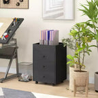 HOMCOM Caisson de bureau vertical à 3 tiroirs, meuble de rangement mobile avec plateau amovible, support d'imprimante sous bureau avec rangement pour bureau à domicile