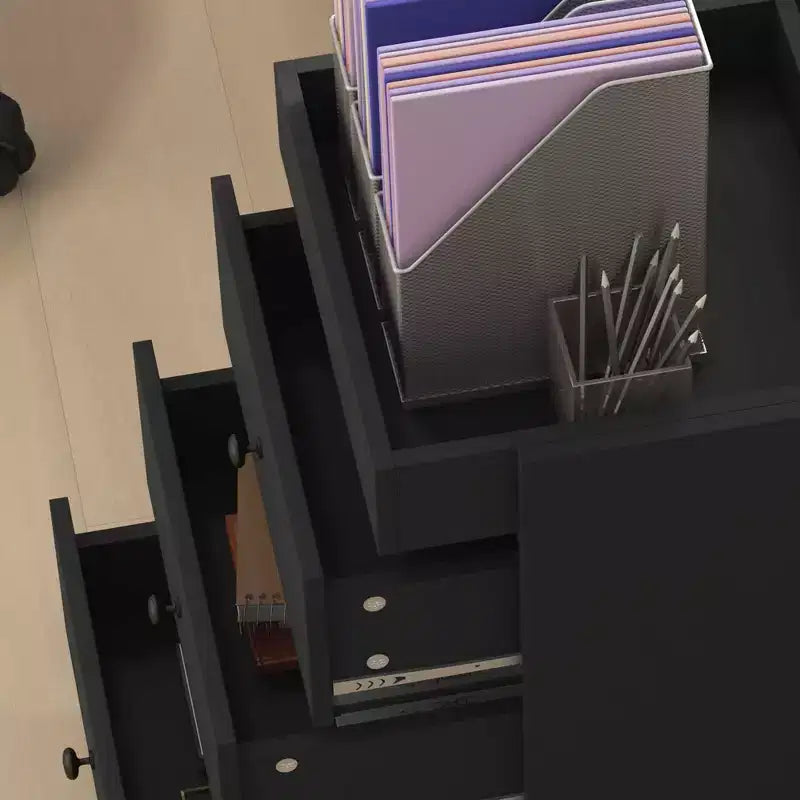 HOMCOM Caisson de bureau vertical à 3 tiroirs, meuble de rangement mobile avec plateau amovible, support d'imprimante sous bureau avec rangement pour bureau à domicile