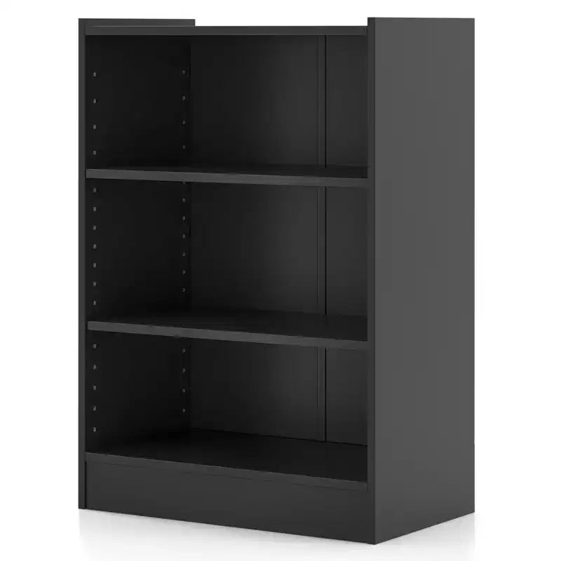 Costway Lot de 2 bibliothèques à 3 niveaux, étagère de présentation ouverte polyvalente avec étagères réglables Blanc/Noir/Marron