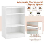 Costway Lot de 2 bibliothèques à 3 niveaux, étagère de présentation ouverte polyvalente avec étagères réglables Blanc/Noir/Marron