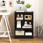 Costway Lot de 2 bibliothèques à 3 niveaux, étagère de présentation ouverte polyvalente avec étagères réglables Blanc/Noir/Marron