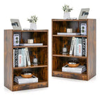 Costway Lot de 2 bibliothèques à 3 niveaux, étagère de présentation ouverte polyvalente avec étagères réglables Blanc/Noir/Marron