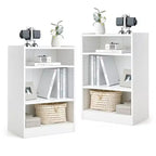 Costway Lot de 2 bibliothèques à 3 niveaux, étagère de présentation ouverte polyvalente avec étagères réglables Blanc/Noir/Marron