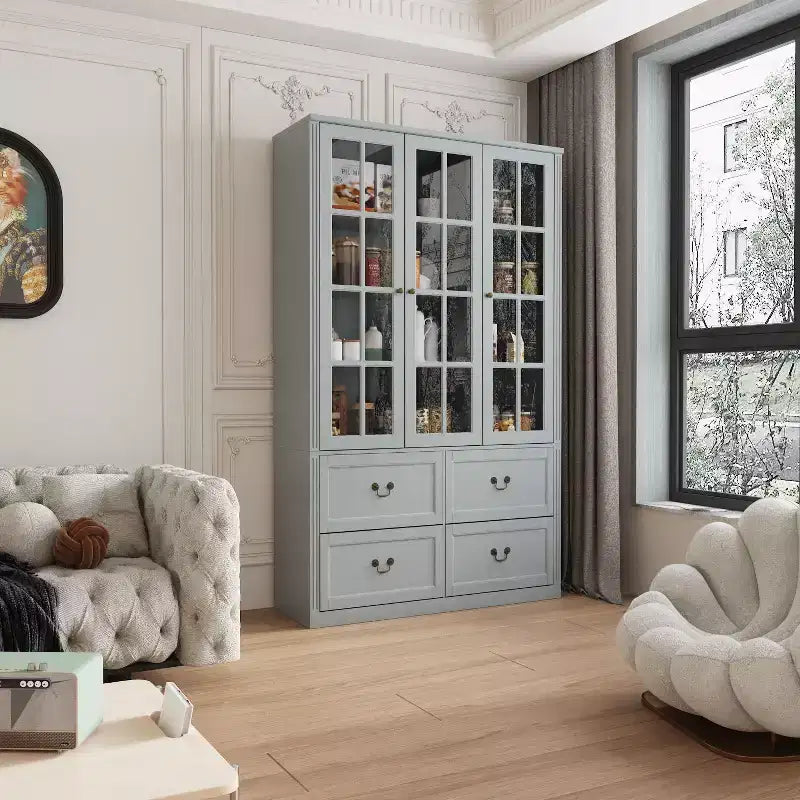 Famapy 47.2W Organisateur Vitré Meuble de Rangement Buffet Gris