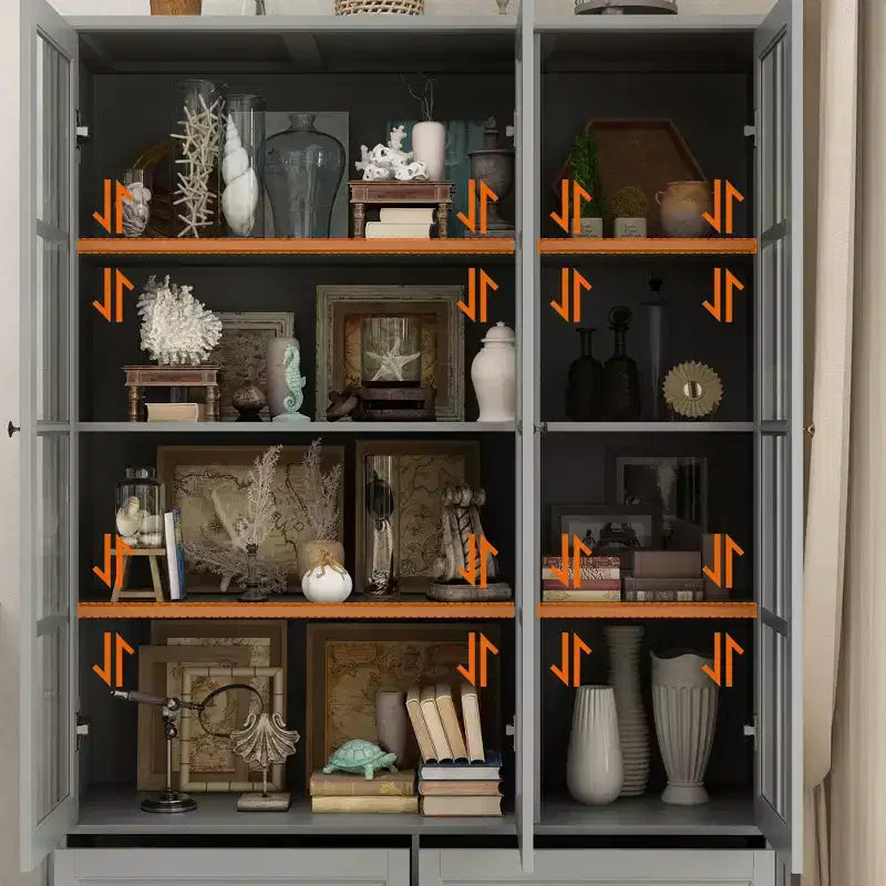 Famapy 47.2W Organisateur Vitré Meuble de Rangement Buffet Gris
