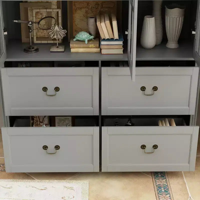 Famapy 47.2W Organisateur Vitré Meuble de Rangement Buffet Gris