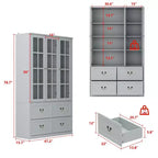 Famapy 47.2W Organisateur Vitré Meuble de Rangement Buffet Gris