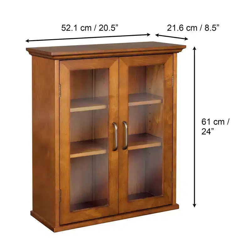 Teamson Home Avery Meuble haut de rangement à 2 portes avec étagères réglables, Poignées en laiton antique