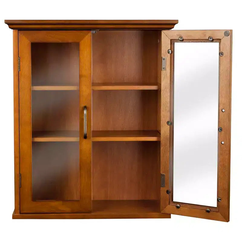 Teamson Home Avery Meuble haut de rangement à 2 portes avec étagères réglables, Poignées en laiton antique