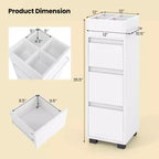 Meuble de salle de bain Costway avec 3 tiroirs, 4 compartiments et étagère porte-serviettes à 2 côtés, Blanc