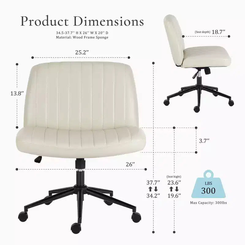 JIONJOY Chaise de bureau à roulettes avec pieds entrecroisés | Beige