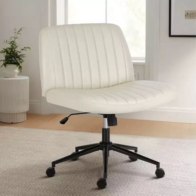 JIONJOY Chaise de bureau à roulettes avec pieds entrecroisés | Beige