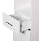 Basicwise 71,5 Étagère d'angle sur pied avec 2 portes, 1 tiroir, Armoire colonne de rangement, Parfait pour la salle de bain, le salon, la cuisine ou le bureau à domicile