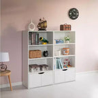 Basicwise 47, étagère ouverte à 3 niveaux et bibliothèques avec meuble de rangement à 2 portes et 1 étagère réglable – Idéale pour le bureau à domicile, le salon, la salle de classe