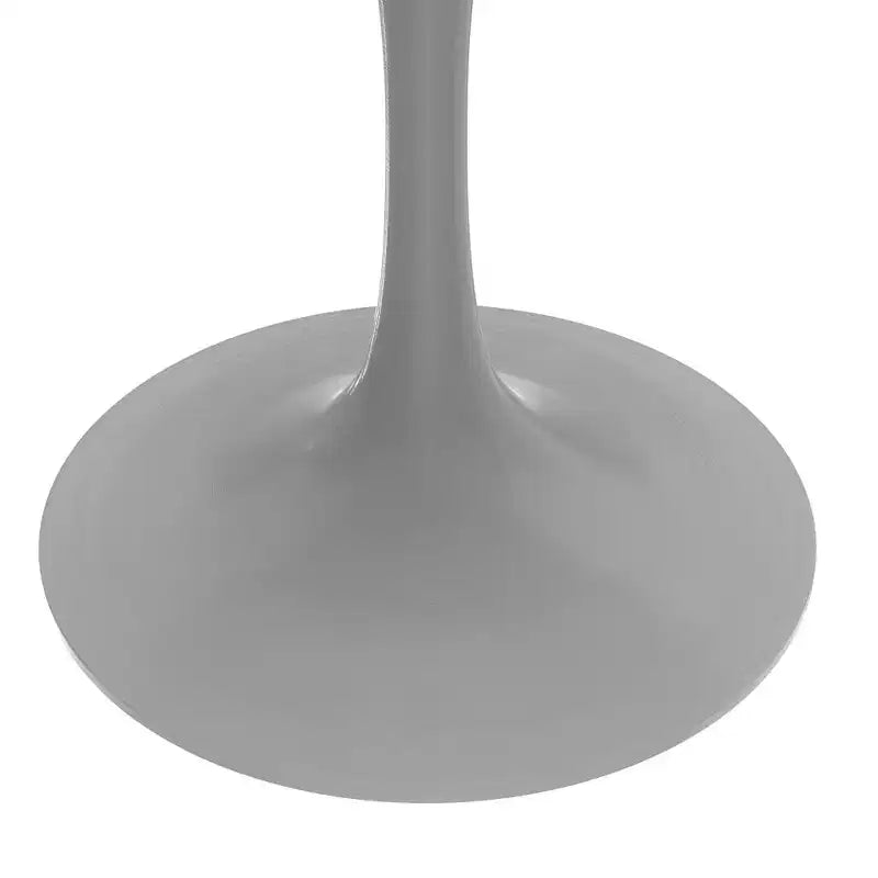 Table moderne LeisureMod Verve du milieu du siècle avec plateau rond de 48 po en MDF et base piédestal en acier blanc pour cuisine et salle à manger, en érable foncé