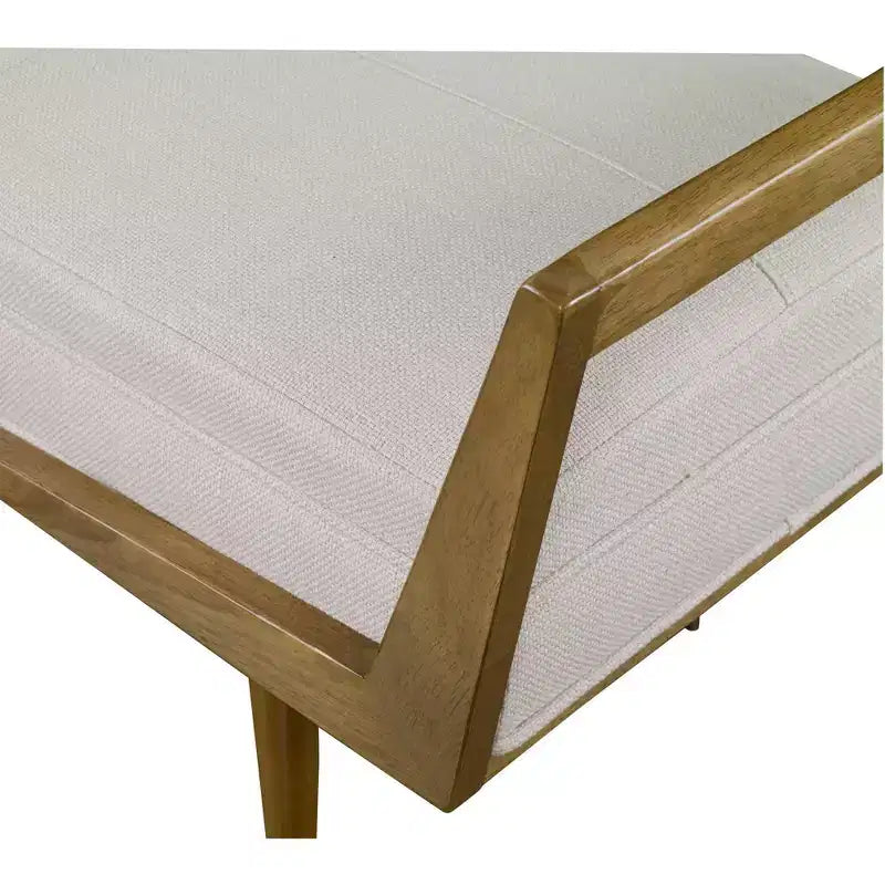 Banc touffeté en tissu beige tissé Uttermost Waylon 150 cm de large