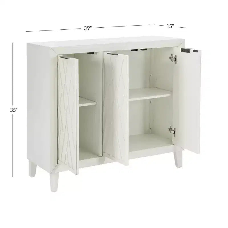 Meuble d'appoint Kilbuck en bois massif de Powell, avec 3 portes et 2 étagères réglables