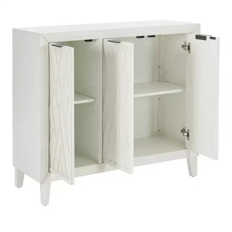 Meuble d'appoint Kilbuck en bois massif de Powell, avec 3 portes et 2 étagères réglables