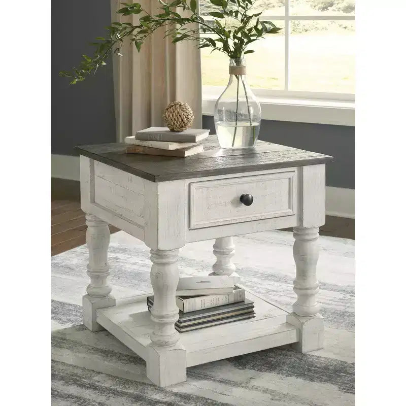 Signature Design by Ashley Table d'appoint Havalance décontractée blanc/gris
