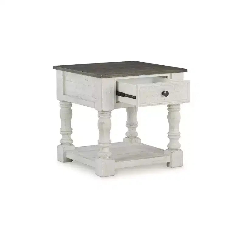 Signature Design by Ashley Table d'appoint Havalance décontractée blanc/gris