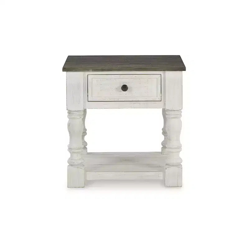Signature Design by Ashley Table d'appoint Havalance décontractée blanc/gris
