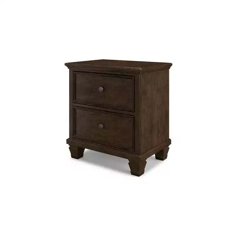 Table de chevet classique à 2 tiroirs Danabrin de Signature Design by Ashley pour chambre à coucher, brun foncé
