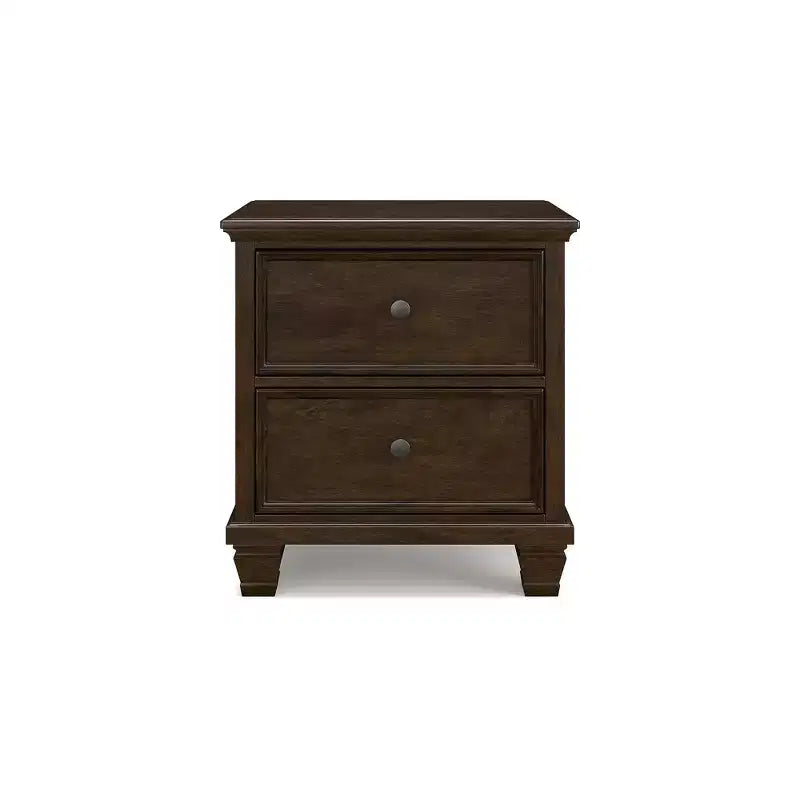 Table de chevet classique à 2 tiroirs Danabrin de Signature Design by Ashley pour chambre à coucher, brun foncé