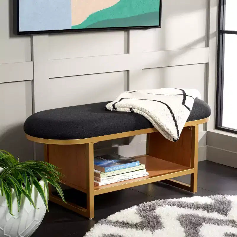 Banc à étagères ouvertes Iona avec coussin - BCH5002 - Safavieh