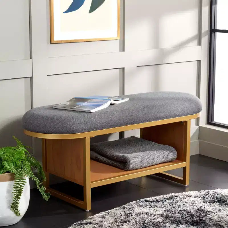 Banc à étagères ouvertes Iona avec coussin - BCH5002 - Safavieh