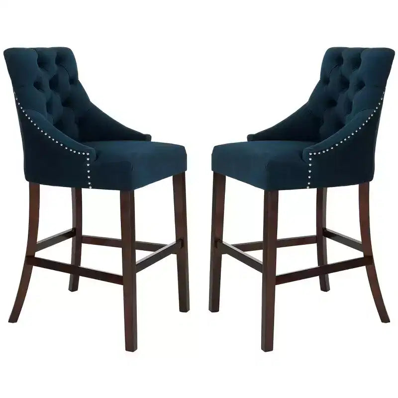 Tabouret de bar à dossier ailé capitonné Eleni (Lot de 2) - BST6304 - Safavieh