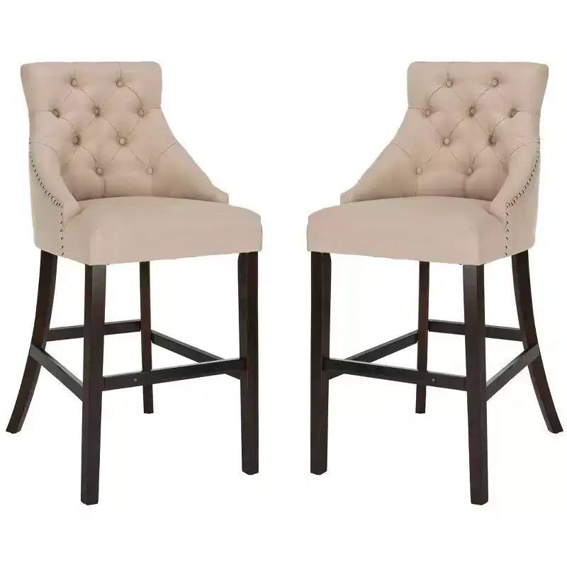 Tabouret de bar à dossier ailé capitonné Eleni (Lot de 2) - BST6304 - Safavieh