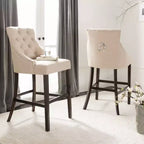 Tabouret de bar à dossier ailé capitonné Eleni (Lot de 2) - BST6304 - Safavieh